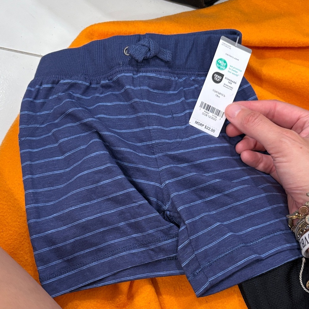Carter's Blue Striped Kids Casual Shorts